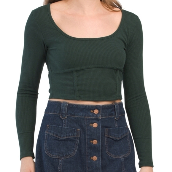 Livi Tops - Livi Long Sleeve Scoop Neck Corset Rib Top